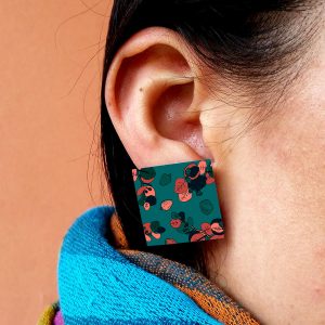 Aretes Topitos Cuadrados Flor De Alcaparra