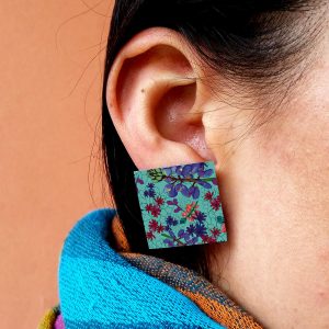Aretes Topitos Cuadrados Flor De Páramo