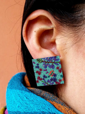 Aretes Topitos Cuadrados Flor De Páramo