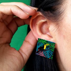 Aretes Topitos Cuadrados Tucán Amazónico