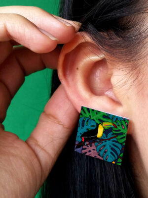 Aretes Topitos Cuadrados Tucán Amazónico