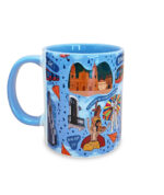 Mug cerámico colorido, con diseño inspirado en Bogotá, Colombia.