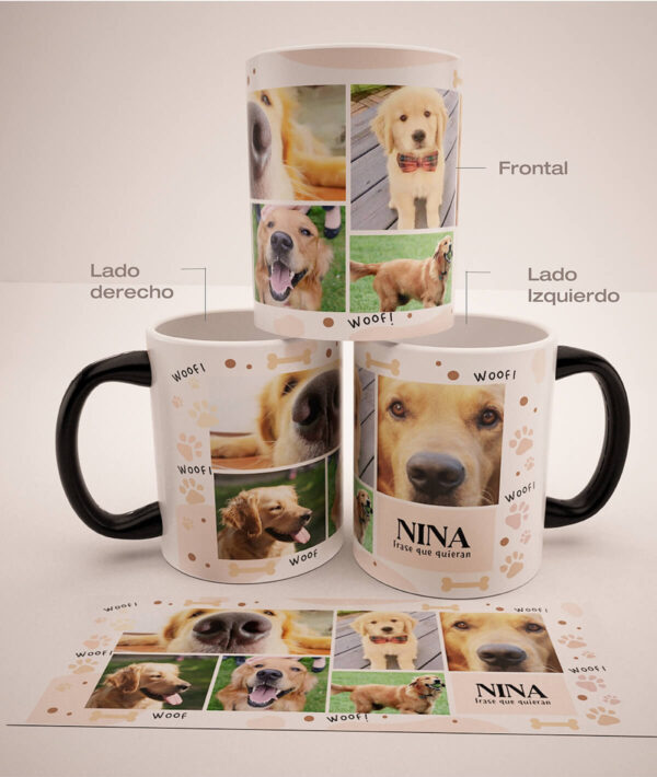 Mug Mágico Personalizado Con Tus Mascotas, Collage 1, (6 fotos)