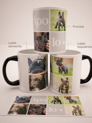 Mug Mágico Personalizado Con Tus Mascotas, Collage 3, (6 fotos)