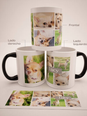 Mug Mágico Personalizado Con Tus Mascotas, Collage 4, (6 fotos)