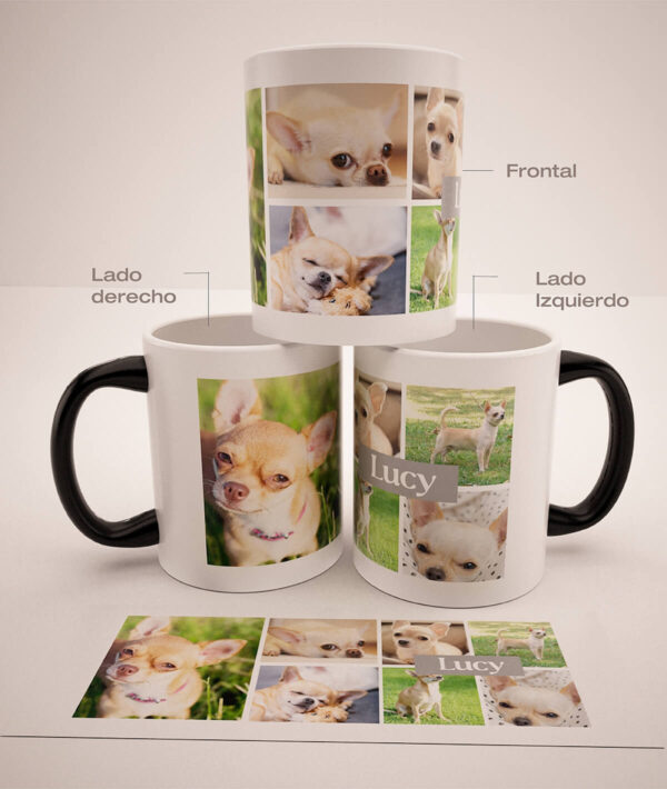 Mug Mágico Personalizado Con Tus Mascotas, Collage 4, (6 fotos)