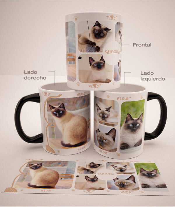Mug Mágico Personalizado Con Tus Mascotas, Collage 8, (6 fotos)