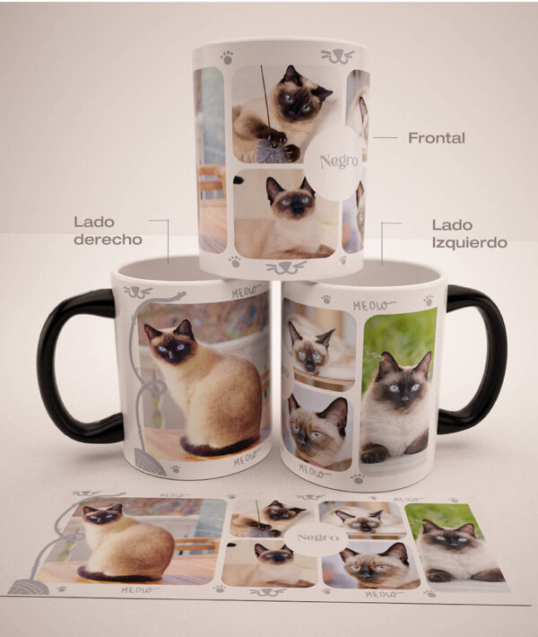 Mug Mágico Personalizado Con Tus Mascotas, Collage 8, (6 fotos)