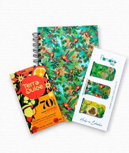 Combo regalo Colibrís: Cuaderno, chocolate amargo, separadores de libros