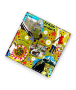 Un portavaso de 9,5 x 9,5 cm, elaborado en MDF, resina y fomi negro. Cuenta con ilustraciones inspiradas en Medellín, Colombia