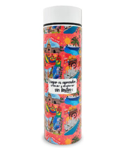 Termo digital de 500 ml con tapa hermética e indicador LED de temperatura. Ideal para cualquier bebida. Diseño inspirado en Cartagena, Colombia