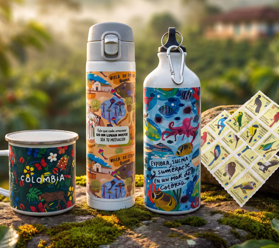 Regalos colombianos ilustrados con diseños inspirados en la fauna, cultura y paisajes de Colombia