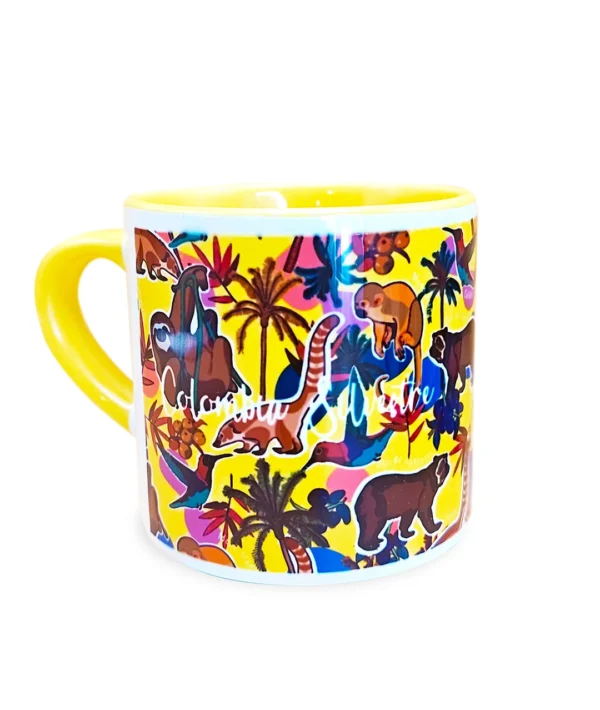 Mini mug color de cerámica ilustrado inspirado en el andino colombiano.