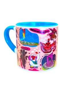 Mini mug de cerámica ilustrado inspirado en Barranquilla, Colombia.