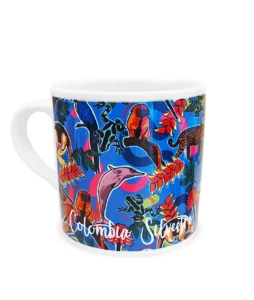 Mini mug de cerámica ilustrado inspirado en el Amazonas colombiano