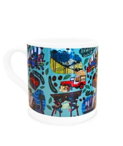 Mini mug de cerámica ilustrado inspirado en Armenia, Colombia.