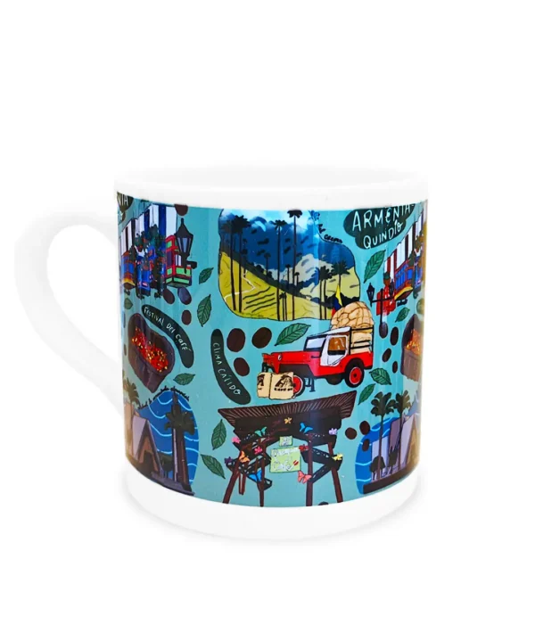 Mini mug de cerámica ilustrado inspirado en Armenia, Colombia.