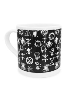 Mini mug de cerámica ilustrado inspirado en Bacata Muisca, Colombia.
