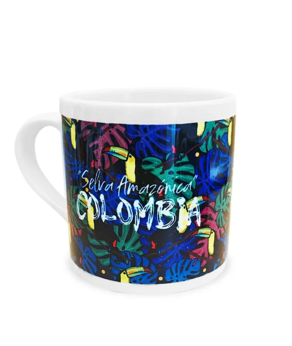 Mini mug de cerámica ilustrado inspirado en los Tucanes colombianos