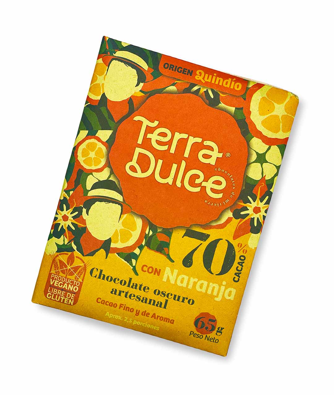 Barra de Chocolate Oscuro Artesanal Sabor Naranja