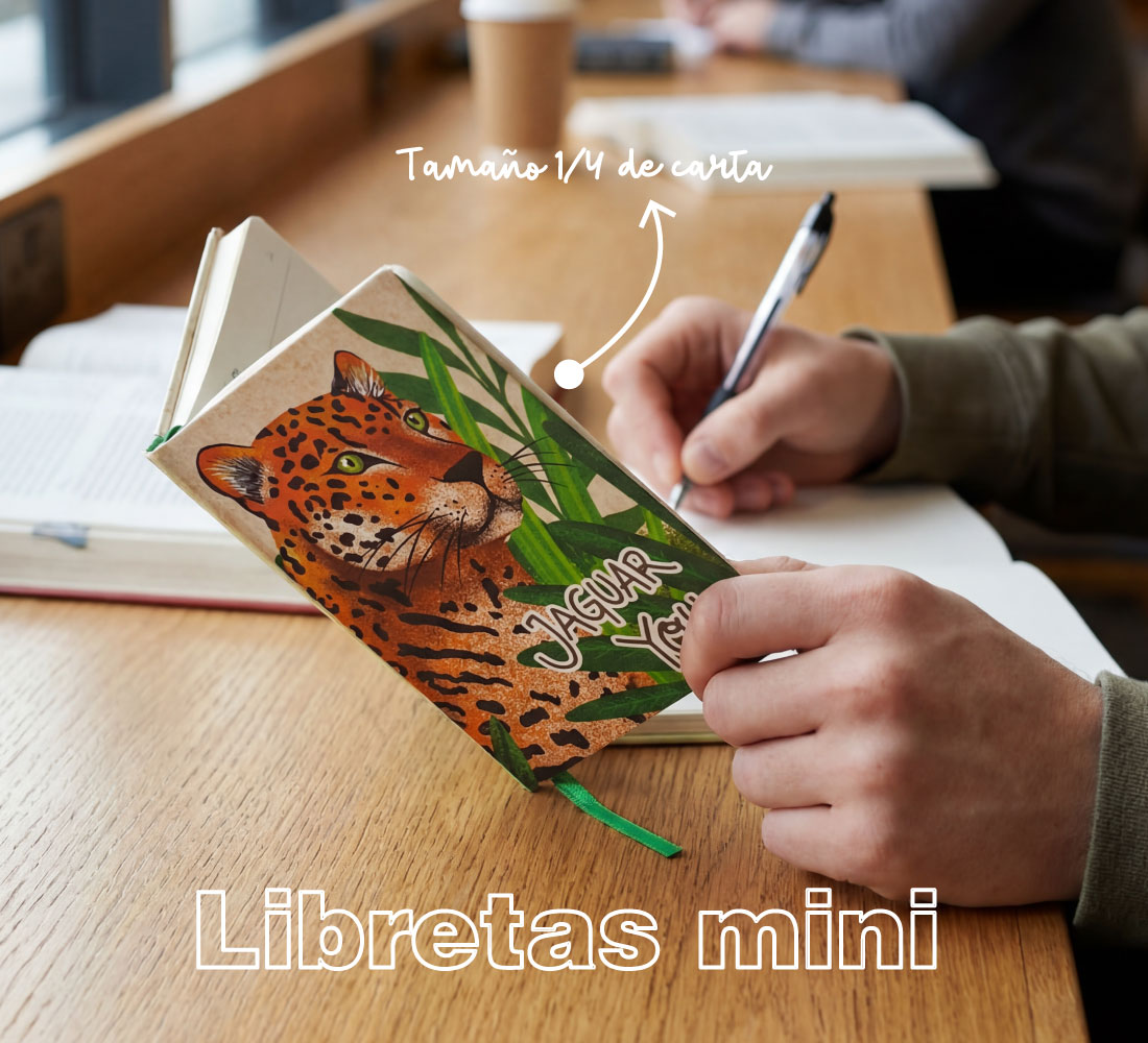 Libreta mini ilustrada con arte colombiano y diseños exclusivos de Pandamug para notas y apuntes diarios.