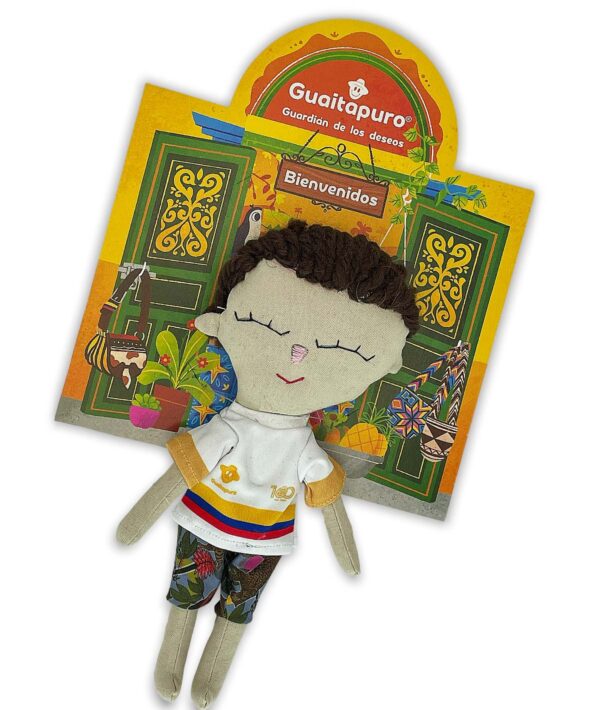Muñeco de trapo futbolista colombiano El Capitán, elaborado a mano por artesanas de Boyacá y Cundinamarca.
